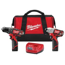 Milwaukee M12 2497-22 Combination Kit, Battery Included, 12 V, 2-Tool, Includes: (2) CP1.5 Batteries, Charger
