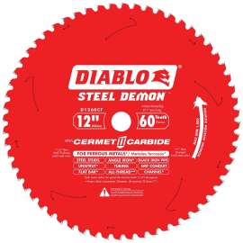 Diablo D1260CF Circular Saw Blade, 12 in Dia, 1 in Arbor, 60-Teeth, Cermet Cutting Edge