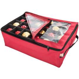 Treekeeper SB-10188 2-Tray Ornament Bag, L, 48 Ornaments Capacity, Polyester, Red, Zipper Closure, 20 in L