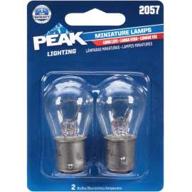 PEAK 2057LL-BPP Miniature Automotive Bulb, 12.8 V, 27 W, Incandescent Lamp, Bayonet Base, Clear Light