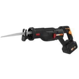WORX WX516L Cordless Reciprocating Saw with Brushless Motor, Battery Included, 20 V, 4 Ah, 1-3/16 in L Stroke