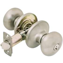 ALLEGION Schlage Dexter Series J54V-STR-619 Entry Door Lock, 3 Grade, Brass, Satin Nickel, Knob Handle, C Keyway