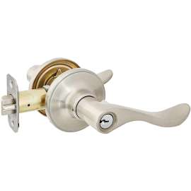 Schlage J Series J54VSEV619 Door Lever, 3 Grade, Zinc, Nickel/Satin, 2-3/8, 2-3/4 in Backset, C Keyway, Reversible Hand