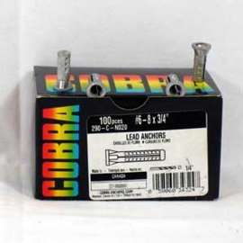 COBRA ANCHORS 215C Anchor, #10-12-14 Dia, 1-1/2 in L, 144 lb, Lead