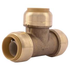 SharkBite U370LFA Pipe Tee, 3/4 in, Push-Fit, DZR Brass, 200 psi Pressure