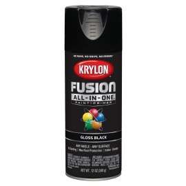 Krylon Fusion K02702007 Primer and Spray Paint, Gloss, Black, 12 oz, Aerosol Can