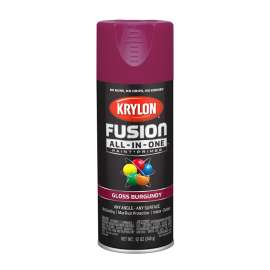Krylon Fusion K02704007 Primer and Spray Paint, Gloss, Burgundy, 12 oz, Aerosol Can