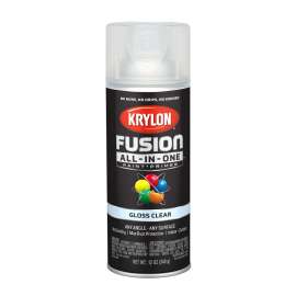 Krylon Fusion K02705007 Primer and Spray Paint, Gloss, Clear, 12 oz, Aerosol Can