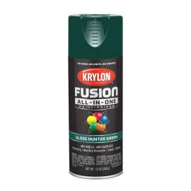 Krylon Fusion K02789007 Primer and Spray Paint, Gloss, Hunter Green, 12 oz, Aerosol Can