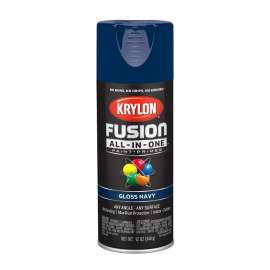 Krylon Fusion K02714007 Primer and Spray Paint, Gloss, Navy, 12 oz, Aerosol Can