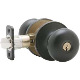 Dexter J54VSTR716 Keyed Entry Knob, 3 Grade, Metal, Aged Bronze, 2-3/8, 2-3/4 in Backset, 1-3/8 to 1-3/4 in Thick Door