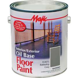 Majic Paints 8-0075-1 Floor Paint, Medium-Gloss, Battleship Gray, 1 gal Pail