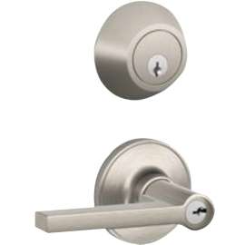 Dexter JC60VSOL619 Deadbolt Lock Combo, Grade 3 Grade, Lever Handle, Keyed Key, Satin Nickel, 2-3/8, 2-3/4 in Backset