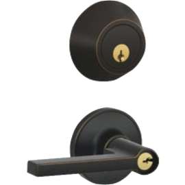 Dexter JC60VSOL716 Deadbolt Lock Combo, Grade 3 Grade, Lever Handle, Keyed Key, Aged Bronze, 2-3/8, 2-3/4 in Backset