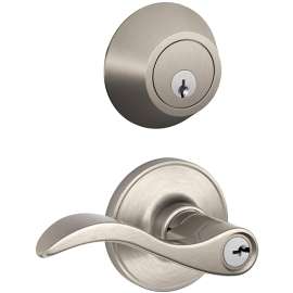 Schlage JC60VSEV619 Deadbolt and Entry Lockset, 3 Grade, Metal, Nickel/Satin, 2-3/8, 2-3/4 in Backset, Universal Hand