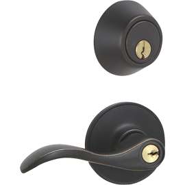 Schlage JC60VSEV716 Deadbolt and Entry Lockset, 3 Grade, Metal, Aged Bronze, 2-3/8, 2-3/4 in Backset, Universal Hand