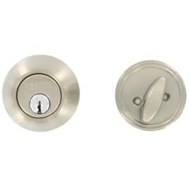 Dexter JD60V619 Deadbolt, 3 Grade, Metal, Satin Nickel, 2-3/8 to 2-3/4 in Backset, C Keyway