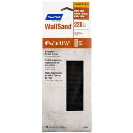 NORTON 21763 Screen Sheet, 11-1/4 in L, 4-3/16 in W, 220 Grit, Very Fine, Silicone Carbide Abrasive, 10-Sheet