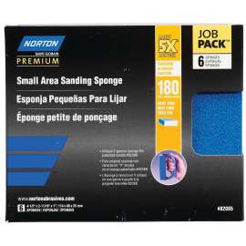 NORTON ProSand 82085 Sanding Sponge, 4-1/2 in L, 2-11/16 in W, 180 Grit, Fine, Aluminum Oxide Abrasive