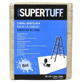 Trimaco SUPERTUFF 58901 Drop Cloth, 12 ft L, 9 ft W, Canvas, Tan