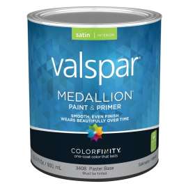 Valspar 027.0003408.005 Interior Wall Paint, Satin, Pastel Base, 1 qt Can