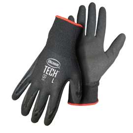 BOSS TECH 7820M Gloves, M, Knit Wrist Cuff, Foam-Nitrile Coating, Nylon Glove, Black