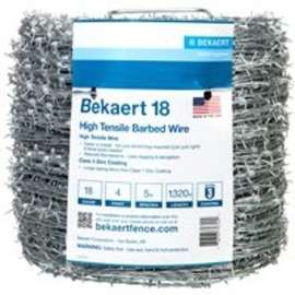 BEKAERT 206165 Barbed Wire, 1320 ft L, 18 Gauge, Round Barb, 5 in Points Spacing