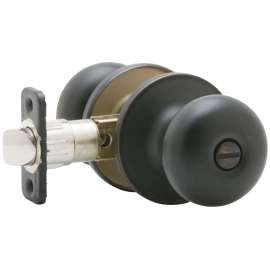 Dexter J Series J40V STR 716 Privacy Lockset, Pushbutton Lock, Knob Handle, Metal, Aged Bronze, 2-3/8, 2-3/4 in Backset