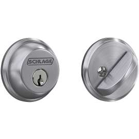 Schlage B60CSV626 Deadbolt, 1-Cylinder, Zinc, Satin Chrome