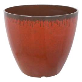 Landscapers Select Planter, 12 in Dia, Round, Resin, Red, Mocha Drip