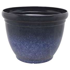 Landscapers Select Planter, 22 in Dia, Round, Resin, Blue, Satin