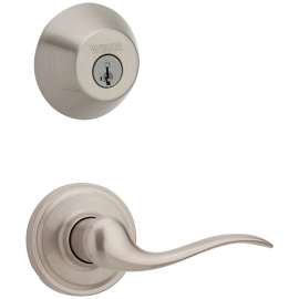 Weiser GSL7481 TC15 SMT Combo Lever Deadbolt, Satin Nickel, 2-3/8 to 2-3/4 in Backset