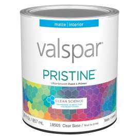 Valspar 027.0018505.005 Interior Paint, Matte, Clear, 1 qt Can