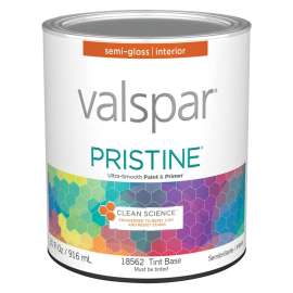 Valspar Pristine 18560 027.0018562.005 Paint and Primer, Semi-Gloss, 1 qt