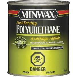 Minwax 310014444 Polyurethane, Satin, Liquid, Clear, 0.5 pt, Can