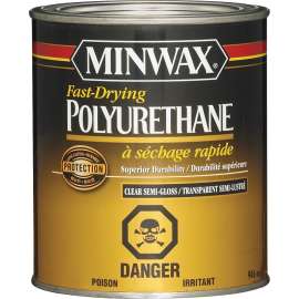 Minwax 305034444 Fast-Drying Polyurethane, Semi-Gloss, Liquid, Clear, 946 mL