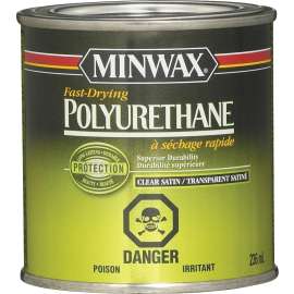 Minwax 310034444 Fast-Drying Polyurethane, Satin, Liquid, Clear, 946 mL