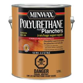 Minwax CM1302400 Super Fast Drying Polyurethane, Semi-Gloss, Liquid, Clear, 3.78 L