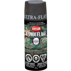 Krylon 442900000 Camouflage Spray Paint, Ultra-Flat, Black, 11 oz, Aerosol Can