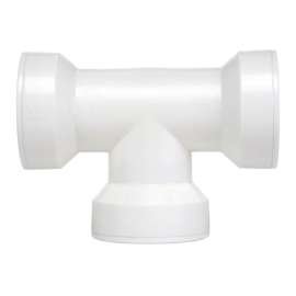 INSTA-PLUMB 48QLK Coupling Pipe Tee, 1-1/2 in, Push-Fit, Plastic, White