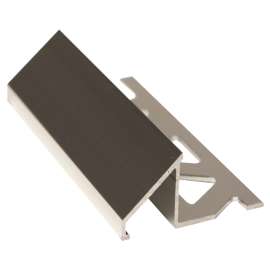 SHUR-TRIM ET2172STI08 Tile Reducer, 8 ft L, 1/2 in Thick, Aluminum, Satin Titanium