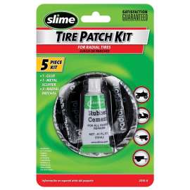 Slime 24016 Tire Patch Kit with Glue, Metal/Rubber, 5 -Piece