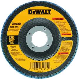 DeWALT DW8310 Flap Disc, 4-1/2 in Dia, 7/8 in Arbor, Coated, 120 Grit, Fine, Zirconia Abrasive