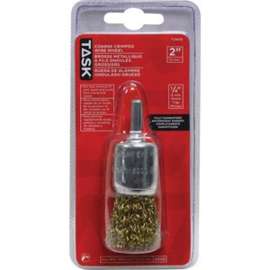 Task T25635 End Brush, 1 in Dia, 1/4 in Arbor/Shank, Crimped Bristle