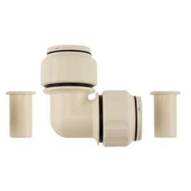 Boshart PTL-E10 Twistloc Pipe Elbow, 1 in, 90 deg Angle, White, 250 psi Pressure