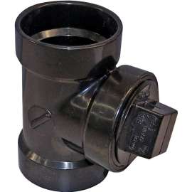 CANPLAS 102116ABC Test Pipe Tee with Plug, 3 in, Hub x FNPT, ABS, Black