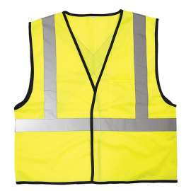 SAFETY WORKS SWX00262-02 Safety Vest, One-Size, Polyester, Lime Green, Hook-and-Loop Closure