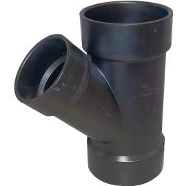 CANPLAS 102331LBC Reducing Pipe Wye, 3 x 3 x 1-1/2 in, Hub, ABS, Black
