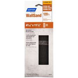 NORTON WallSand 4749 Sandscreen, 11-1/4 in L, 4-3/16 in W, 120 Grit, Fine, Silicon Carbide Abrasive