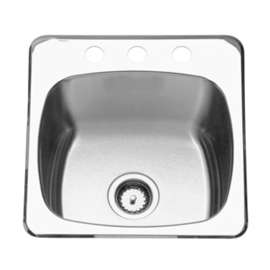 FRANKE Reginox Series RSL2020/10/3 Kitchen Sink, 3-Faucet Hole, 20 in OAW, 20-9/16 in OAD, 20-1/2 in OAH, Top Mounting
